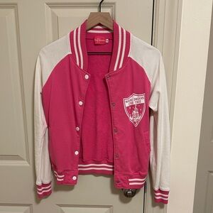 Disney Pink and White Varsity Cardigan Sweater